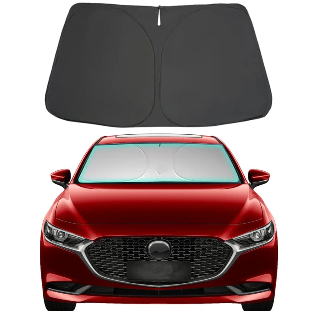 Windshield Sun Shade for 20192024 2025 Mazda 3 Foldable Car Front Window Sunshade Accessories 240 T Sun Visor Protector Reflective Cover Block UV Rays Sun Heat