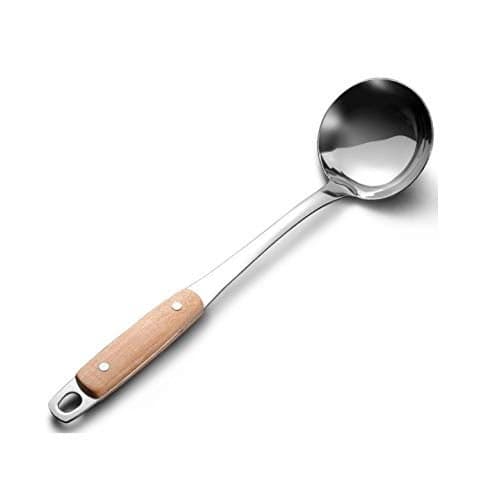 Naidev 1 Piece Kitchen Cooking Stainless Steel Utensils Set Wooden Handle Cooking Tools Gadgets Spatula Set Hook,Ladle. ((ladle, 1)