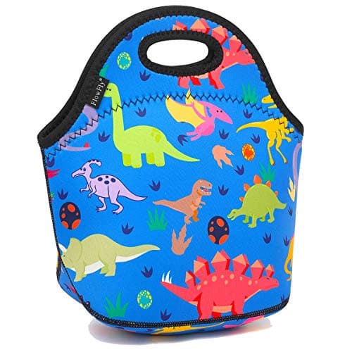 FlowFly Neoprene Kids Lunch box Insulated Soft Bag Mini Cooler Thermal Meal Tote Kit for Boys, Girls,Men,Women,School,Work, Office, Dinosaur