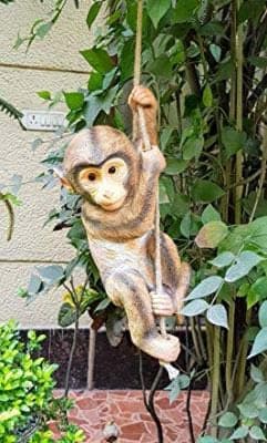 The Decorshed Resin Hanging Monkey for Garden Decoration, Home Decoration, Monkey Figure (Brown)
