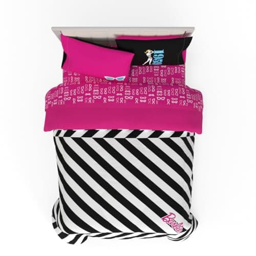 Franco Barbie 1959 Super Soft Cozy Reversible Comforter and Sheet Set 5 Piece Queen Size Official Licensed Product Collectibles