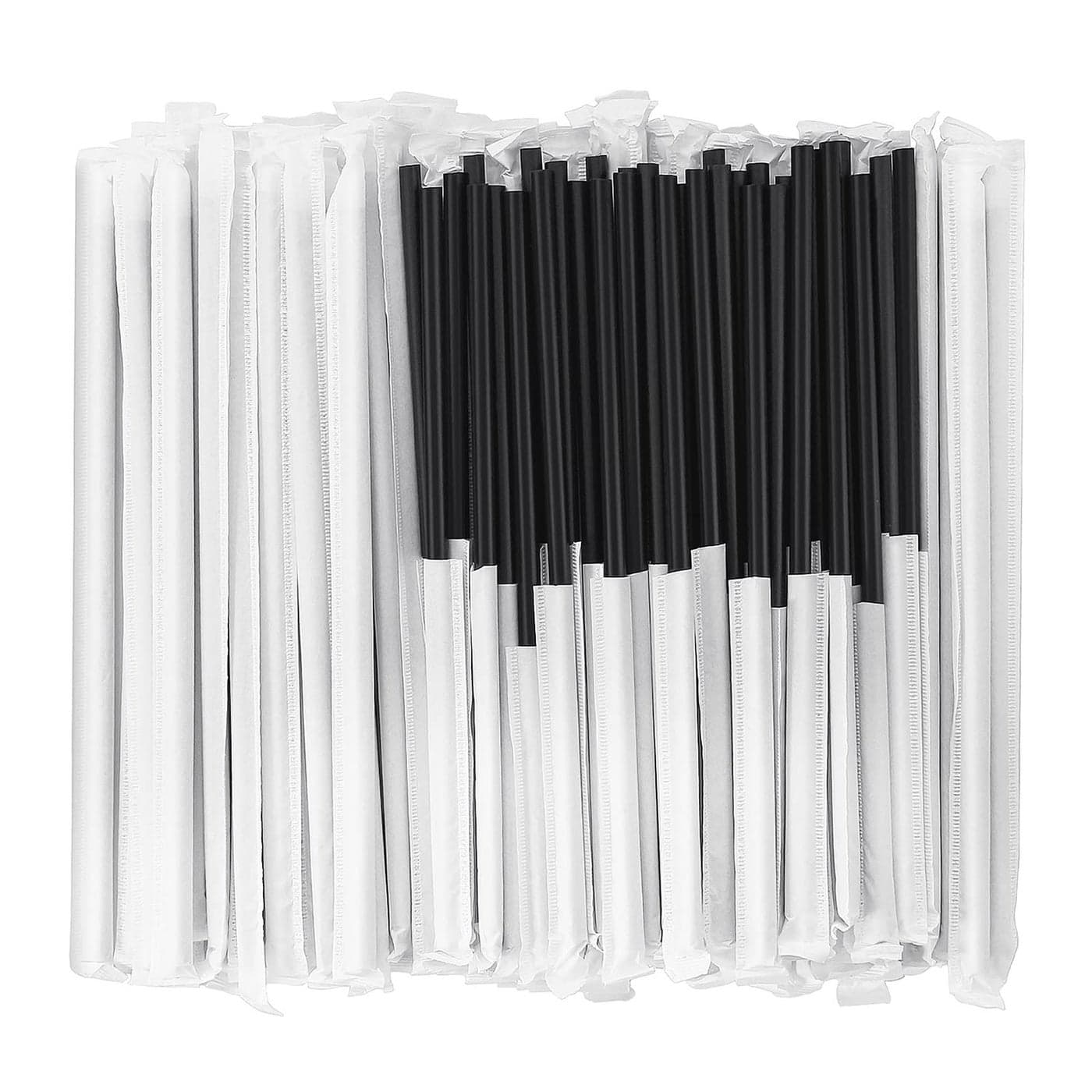 100 Pcs Biodegradable Compostable Individually Wrapped Straws PLA Disposable Plant Based Black Straws 825 LongX023 Wide