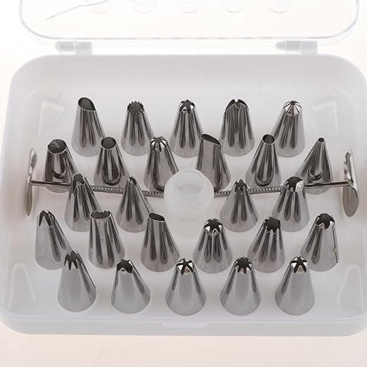 Casa Azul 26-Piece Cake Decorating Set | Stainless Steel Icing Nozzles, Piping Tips Kit for Cupcakes, Cookies, Pastries | Baking Tools & Accessories for Beginners & Professionals