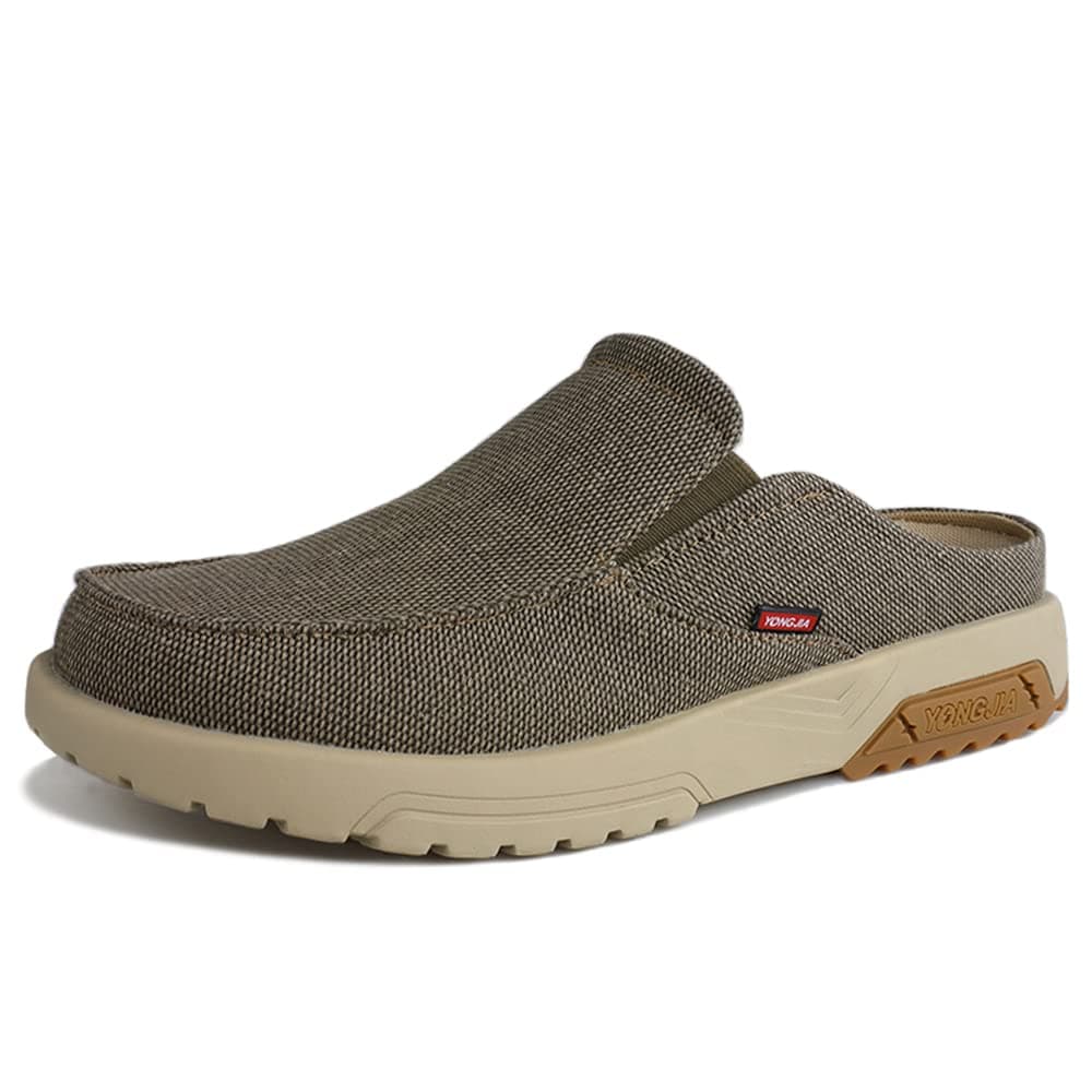 YONGJIA Mens Slip On Loafers with Arch Support Plantar Fasciitis Foot and Heel Pain Relief Orthopedic Casual Slippers Diabetic Bunions Boat Shoes Grey 43