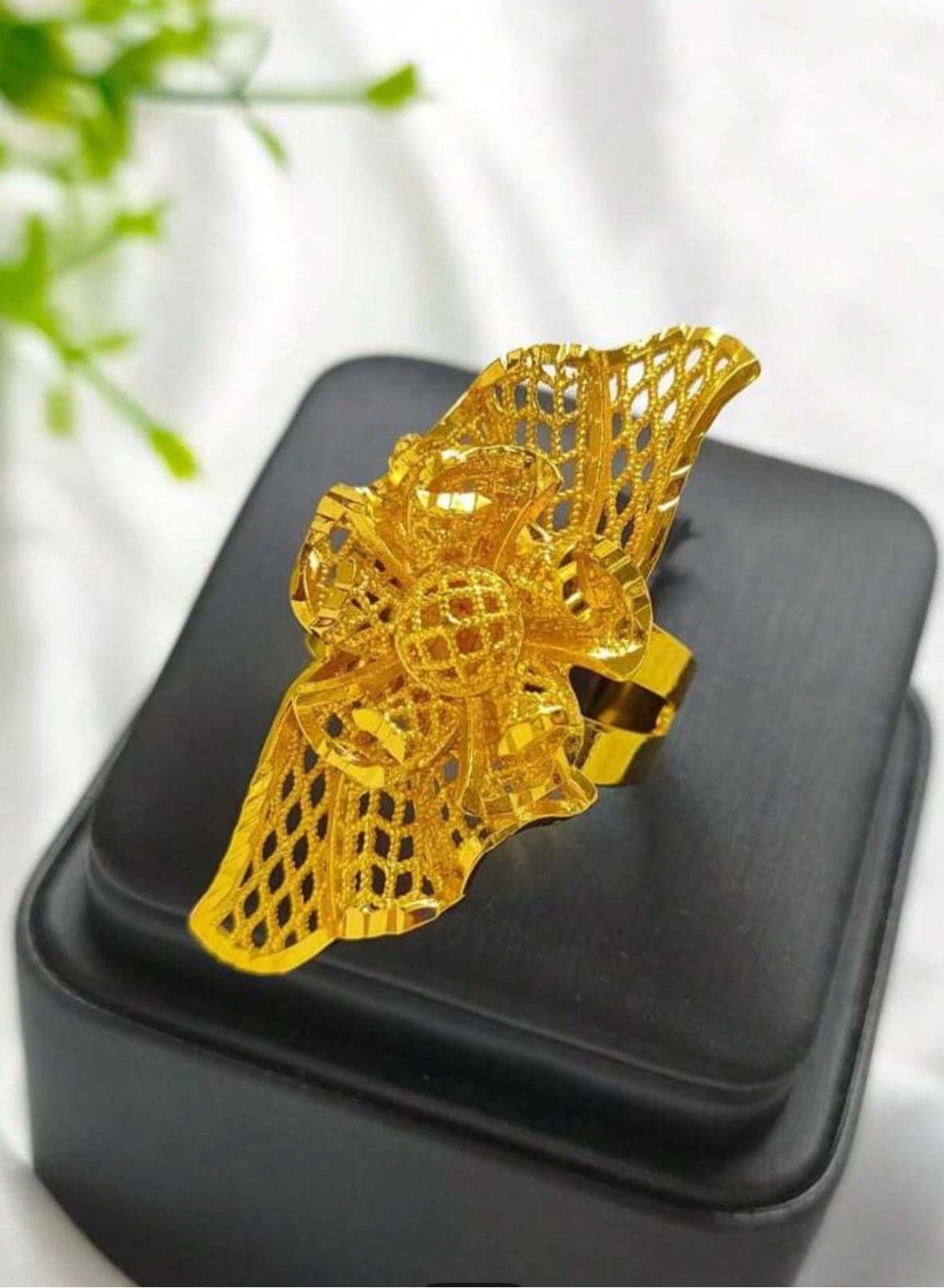 21k Gold Plated Ring For Women One Size