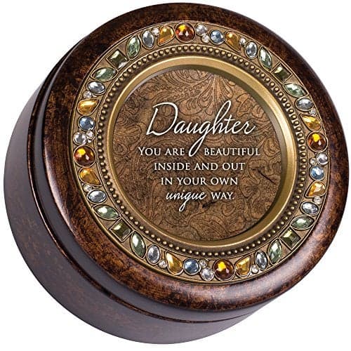 Cottage Garden Daughter Beautiful Inside and Out Amber Earth Tone Jewelry Music Box Plays Wind Beneath My Wings