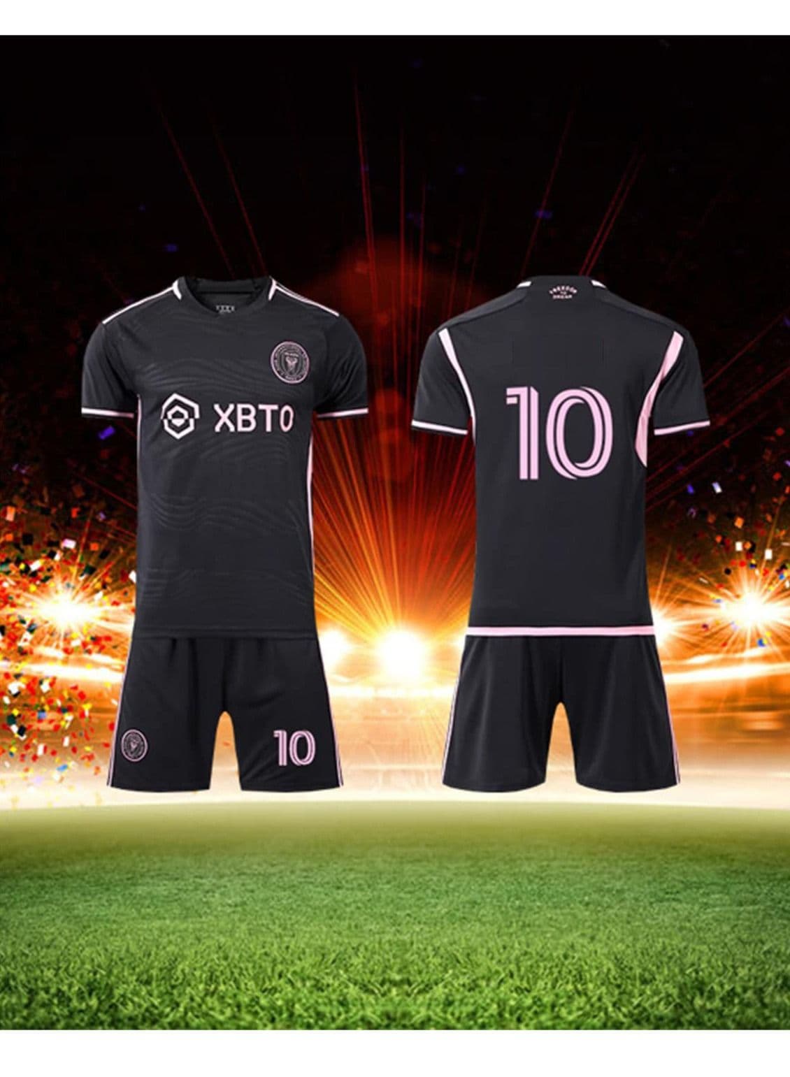 23-24 Miami Away Shirt, #10 International Major League Soccer Jersey, Jersey and Shorts Set for Kids