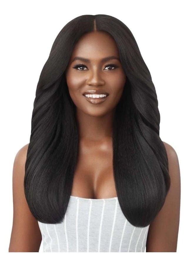 Outre Big Beautiful Human Hair Blend U Part Cap Leave Out Wig DOMINICAN BLOWOUT 22 NBLK