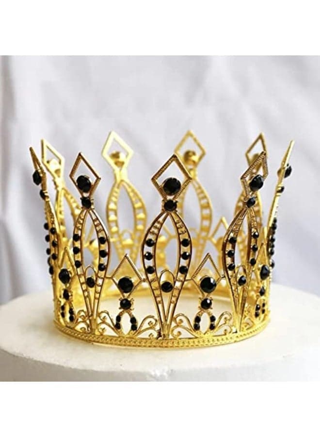 Crown Cake Topper Rhinestone Crystal Handmade Tiara Cake Decoration for Birthday Prom party
