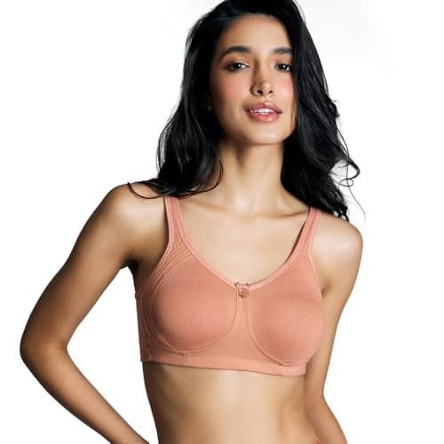 NYKD Everyday Cotton Bra for Women - Encircled with Love | Non-Padded | Wirefree | Full Coverage with Side Support Shaper (NYB169) Clay, 34DD, 1N