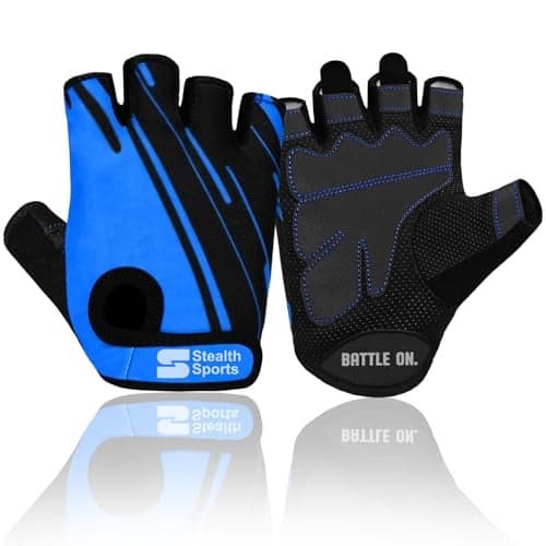 Stealth Sports Weight Lifting Gloves Half Finger Workout Gloves Men Women AntiSlip Padded Palm Gym Gloves Exercise Gloves Cycling Fitness Weightlifting Strength Training Blue Large