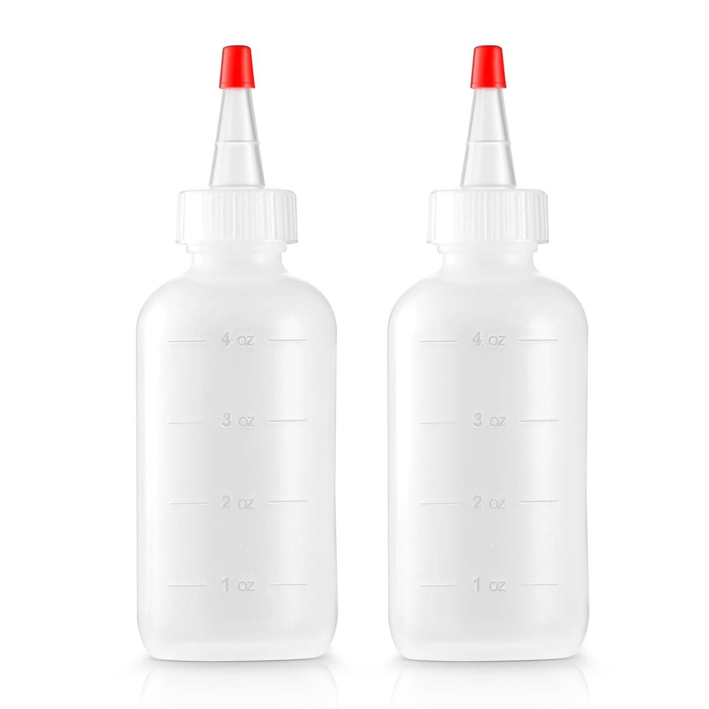 Soft Squeeze Hair Applicator Bottle for Hair Treatment Scalp Oil Root Color 4 Ounce Translucent with Measuring Scale and Cap BPA Free 2 Pack