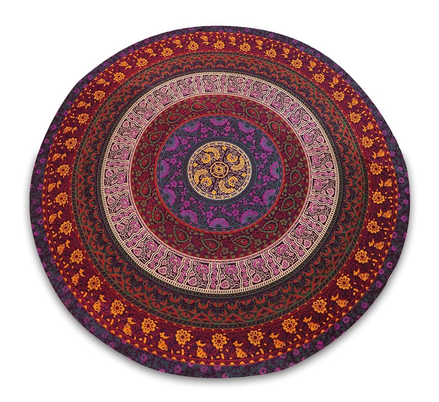 Textile export creations Creations Indian Tapestry Mandala Round Mandala Center Table CoverTraditional Cotton Round Table CoverDining Tablecloth Print 1