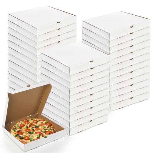 ZENFUN 40 Pack Pizza Box 10"×10", White Pizza Box, Grease-Resistant Corrugated Pizza Boxes, Take Out Food Containers Packing Boxes for Pizza Cake Cookies Party Favors