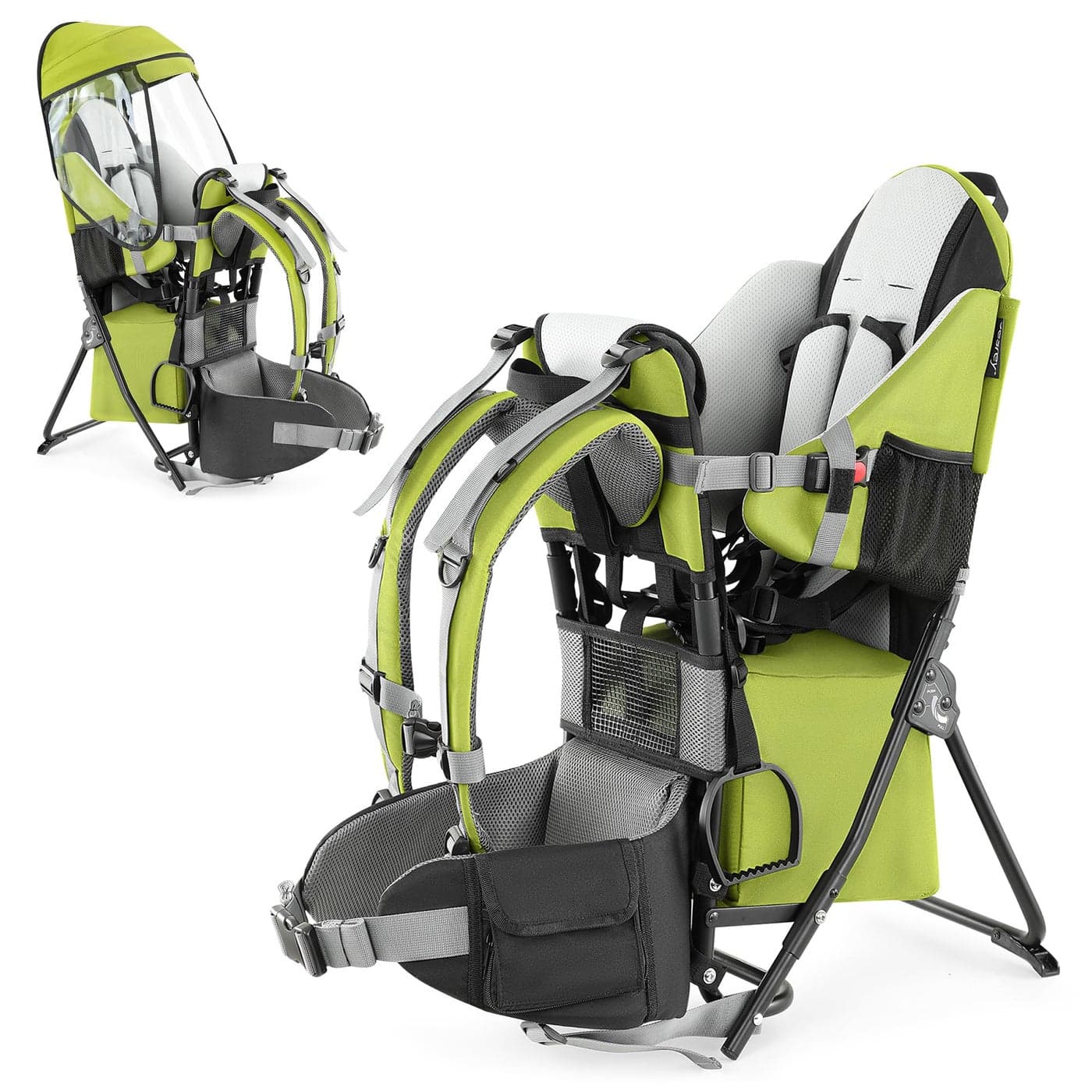 besrey Baby Backpack Carrier Toddler Hiking Backpack with Safety 3Height Seat Adjustable StrapsWaist Belt Foldable Frame Lightweight Large Capacity Child Carrier for Hiking Green