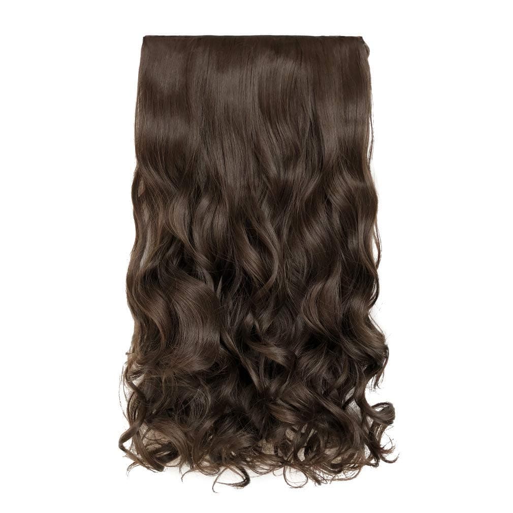 REECHO 24 1pack 34 Full Head Curly Wave Clips in on Synthetic Hair Extensions HE008 Hair pieces for Women 5 Clips 45 Oz Per Piece Dark Chocolate Brown