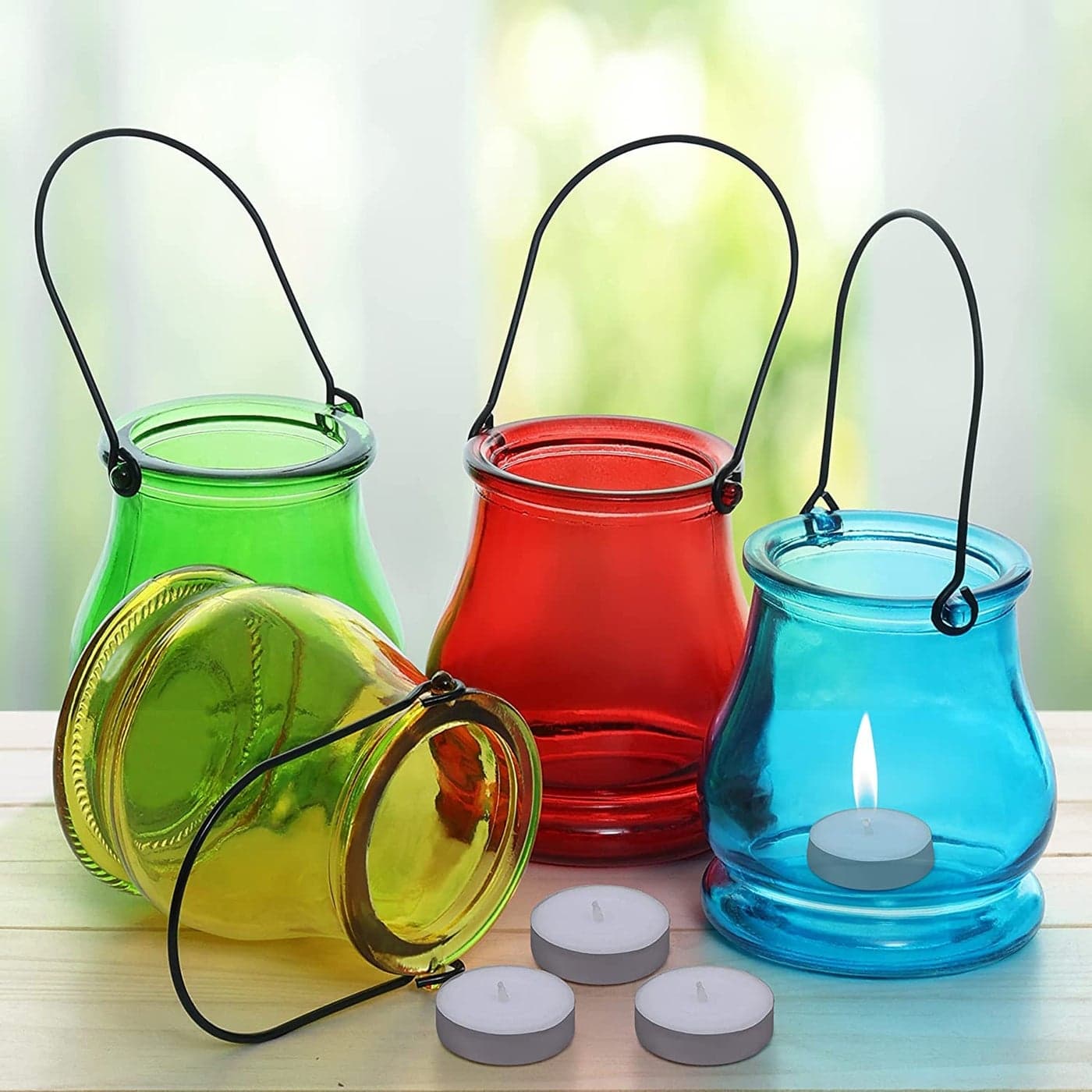 Osum Hanging Candle Holder Lantern Set of 2 Multicolor