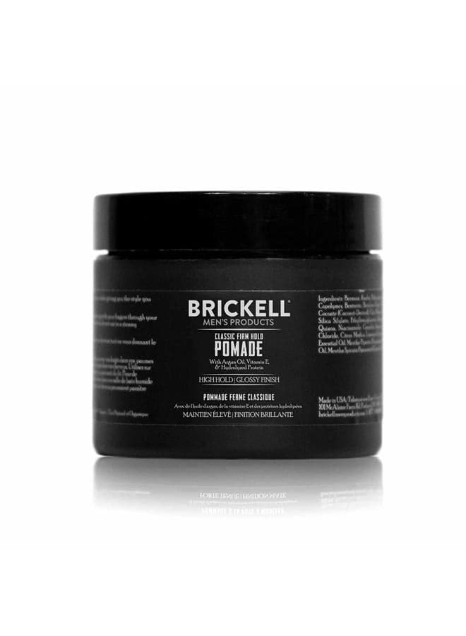 Brickell Men's Hair Styling Firm Hold Pomade for Men, Natural & Organic With Strong Hold & High Shine Finish, 2 Ounces, Scented