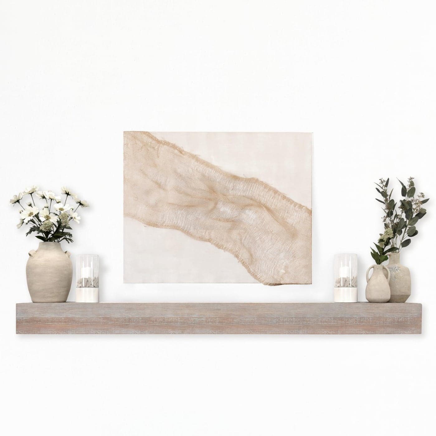 MCS 72Inch Mantel Master Co Warm Gray Finsh Solid Wood Floating Fireplace Mantel Long Floating Shelf for Livingroom with Wood Cleat Hanging System Photo and Home Decor Display Shelf
