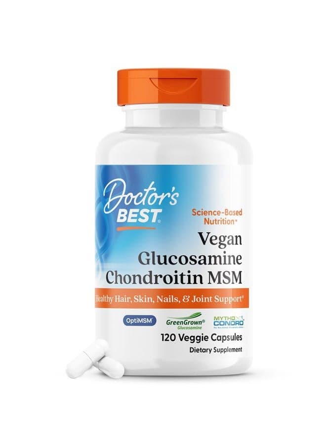 Doctor's Best Vegan Glucosamine Chondroitin MSM, Joint Health, Hair, Skin & Nails, Capsule,120 count
