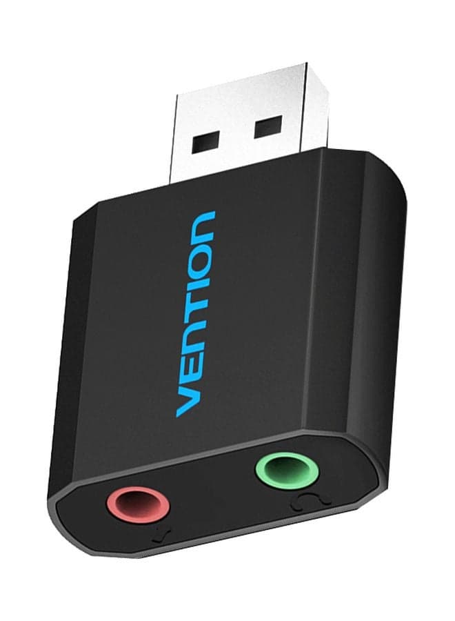 USB To Earphone/Mic Sound Card Adapter Black