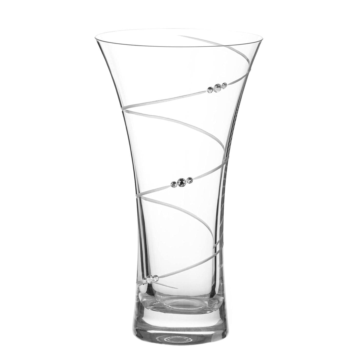 DIAMANTE Swarovski Hollow Sided Vase Swirl Crystal Trumpet Vase Lead Free Crystal Glass 21cm