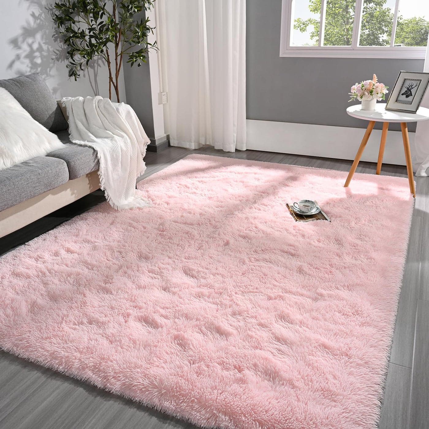 Pettop Fluffy Pink Area Rug for Bedroom Living Room 3x5 Feet Soft Plush Fuzzy Rugs for Girls Kids Boys NonSlip and Washable Rug for Nursery Classroom Carpet for Rooms Decor
