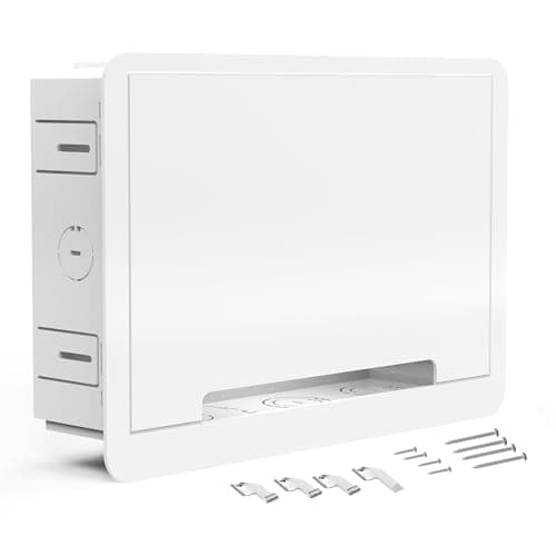 in-Wall TV Box, Media Enclosure, 9 Inches Inwall Cable Management, Organize System Devices, Dual Purpose in-Wall Enclosure for TV Home Theater Box, White