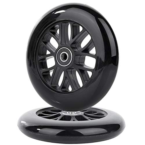 AOWISH 125mm Scooter Wheels - 125mmX24mm Replacement Wheel with ABEC-9 Bearings for Razor A3, Swing Wiggle, Flicker Scooters & Wheelchairs (2-Pack, Black)