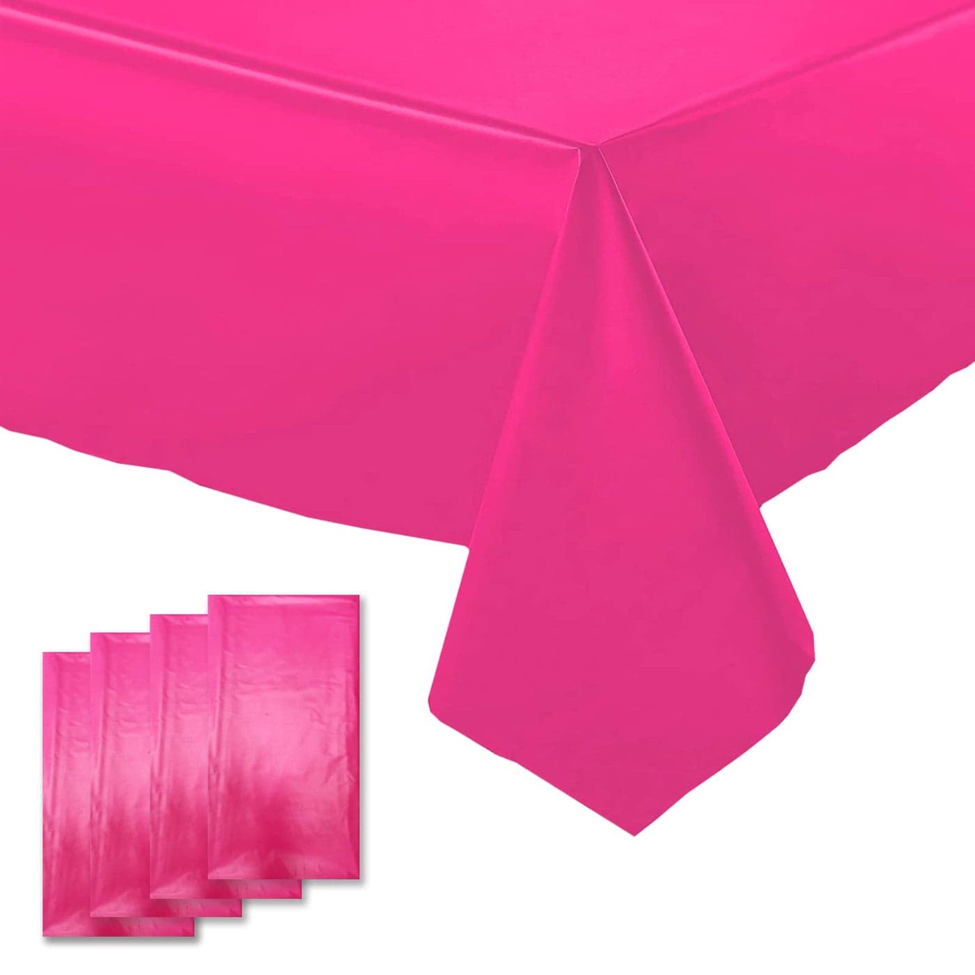 Hot Pink Plastic Table Cloth 4 Pack Disposable Cover for Girls Party Baby Shower Gender Reveal Birthday Decorations 54 X 72 Hot Pink 4 Pack