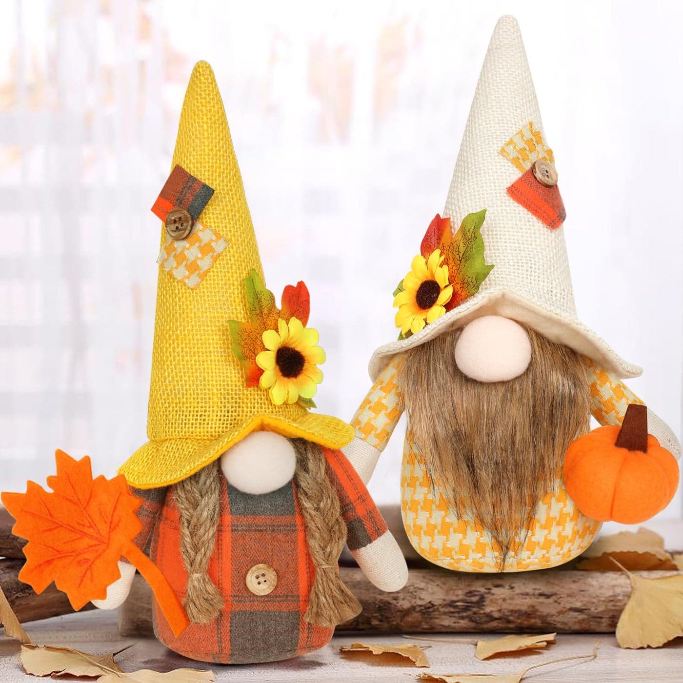 GAKSK Thanksgiving Gnomes Decorations for Home 116inch Fall Gnome Plush Hold Maple Pumpkin Harvest Gift Table Tired Tray Decor Indoor Party