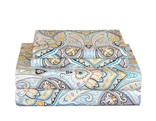 Pointehaven Bedding 3 Pieces Twin 100% Cotton Percale Sheets- Printed Bed Sheet & Pillowcase Sets- Soft Cotton Bed Sheets Set- Fits Mattress 18 inches Deep Pocket (Twin, Cypress)