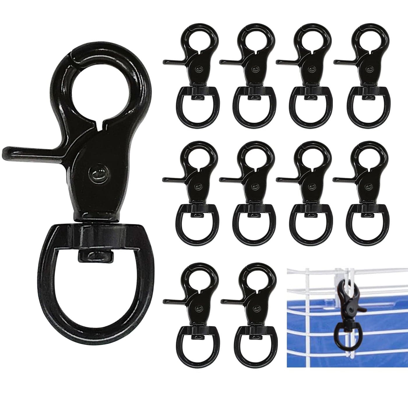 Autokcan 10PCS Trigger Snap Hooks 232 x 082 Zinc Alloy Black Swivel Snap Hooks Heavy Duty Metal Lanyard Clips Hardware for Dog Leash Purse Bag Clips Cages 10