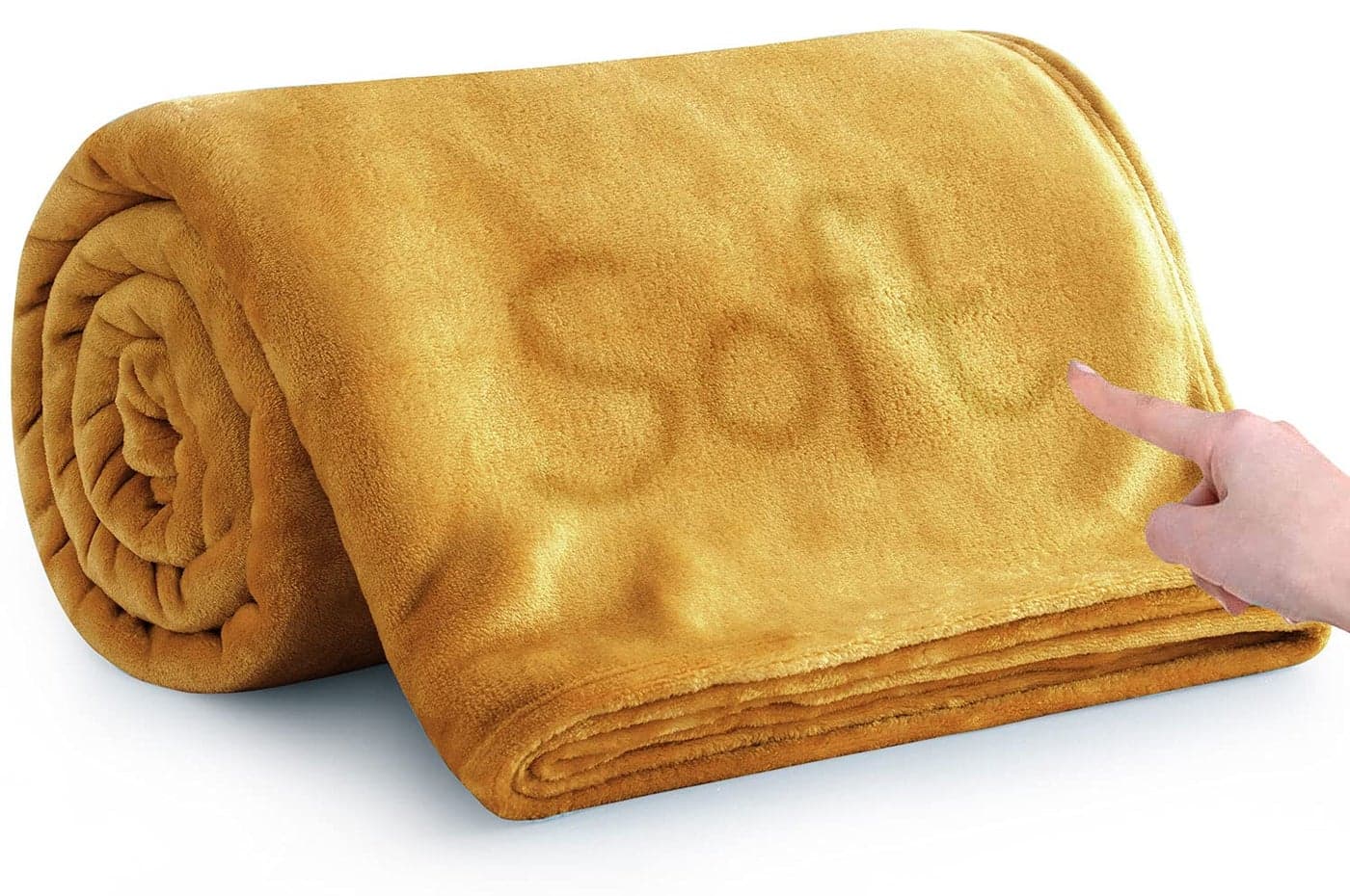MOONLIGHT20015 Fleece Throw Blanket for Sofa Soft Cosy Fluffy Blankets for Bed 400 GSM Silk Touch Warm Single Throws for Audlts Mustard 130x150 cm