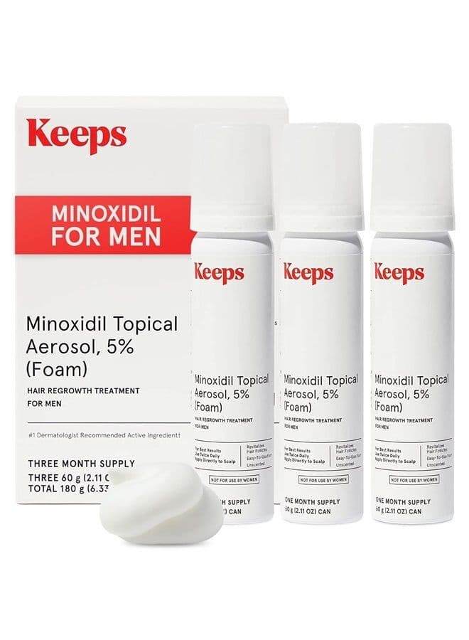 Extra Strength Minoxidil for Men Topical Hair Loss Aerosol Foam 5%, Hair Growth Treatment - 3 Month Supply, 3 X 2.11Oz Bottles - Thicker, Longer Hair - Slows Hair Loss And Promotes Hair Regrowth