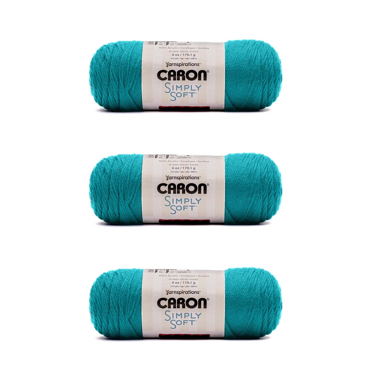 Caron Simply Soft Blue Mint Brites Yarn 3 Pack of 170g6oz Acrylic 4 Medium Worsted 315 Yards KnittingCrochet