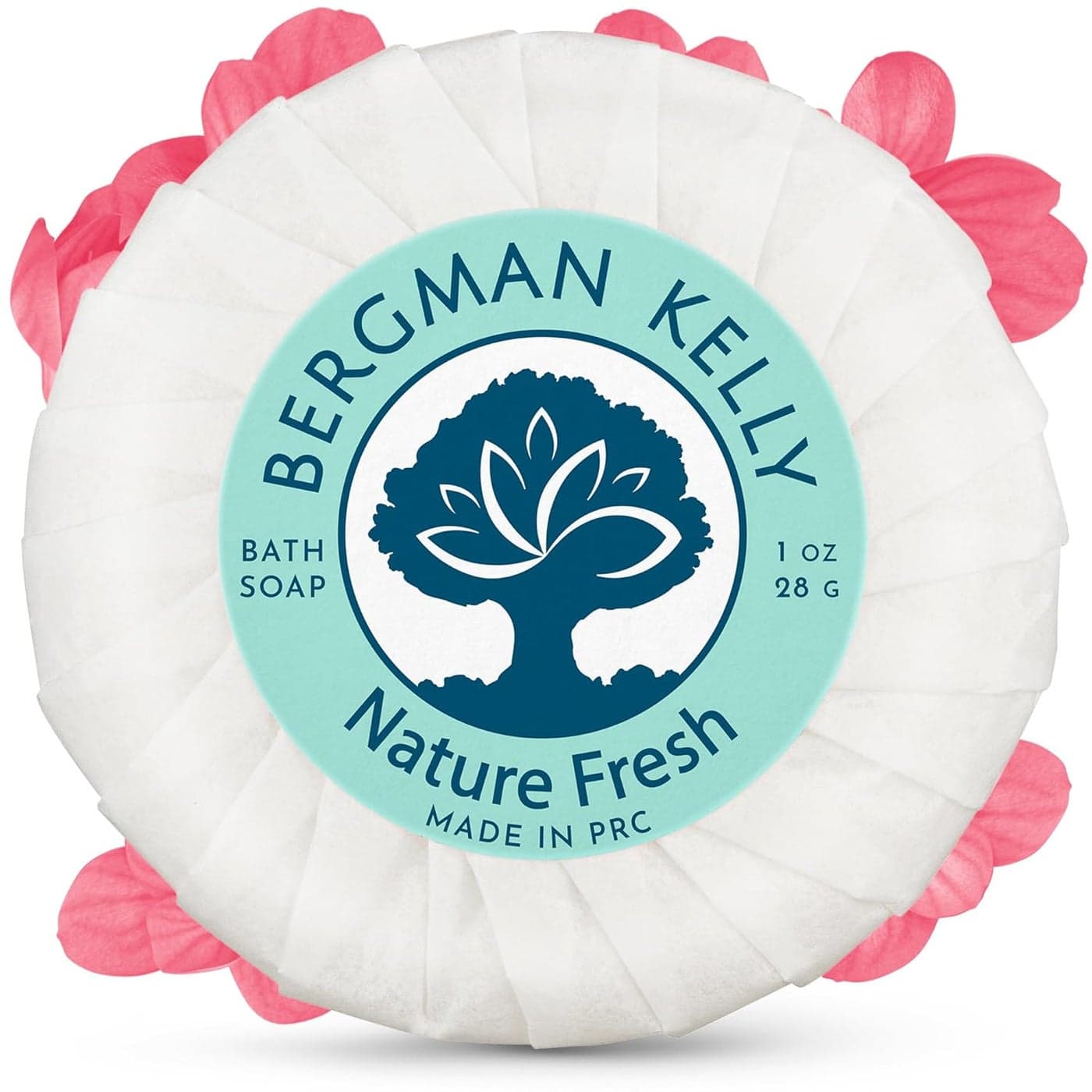 BERGMAN KELLY Hotel Soap Bars Nature Fresh 1 oz 100 PK Travel Size Luxury Bulk Amenities Bar Soap Mini Individually Wrapped Round Soap Small Toiletries for Airbnb Motel Guest Bathroom