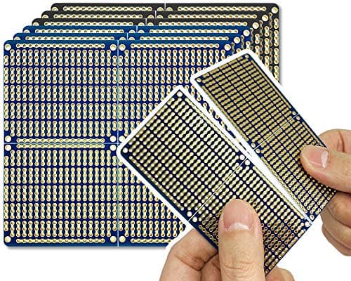 ElectroCookie PCB Prototype Board, Snappable Strip Board with Power Rails for Electronics Projects Compatible for DIY Arduino Soldering Projects, Gold-Plated, 3.8"x3.5" (6 Pack, 3Blue+3Black)