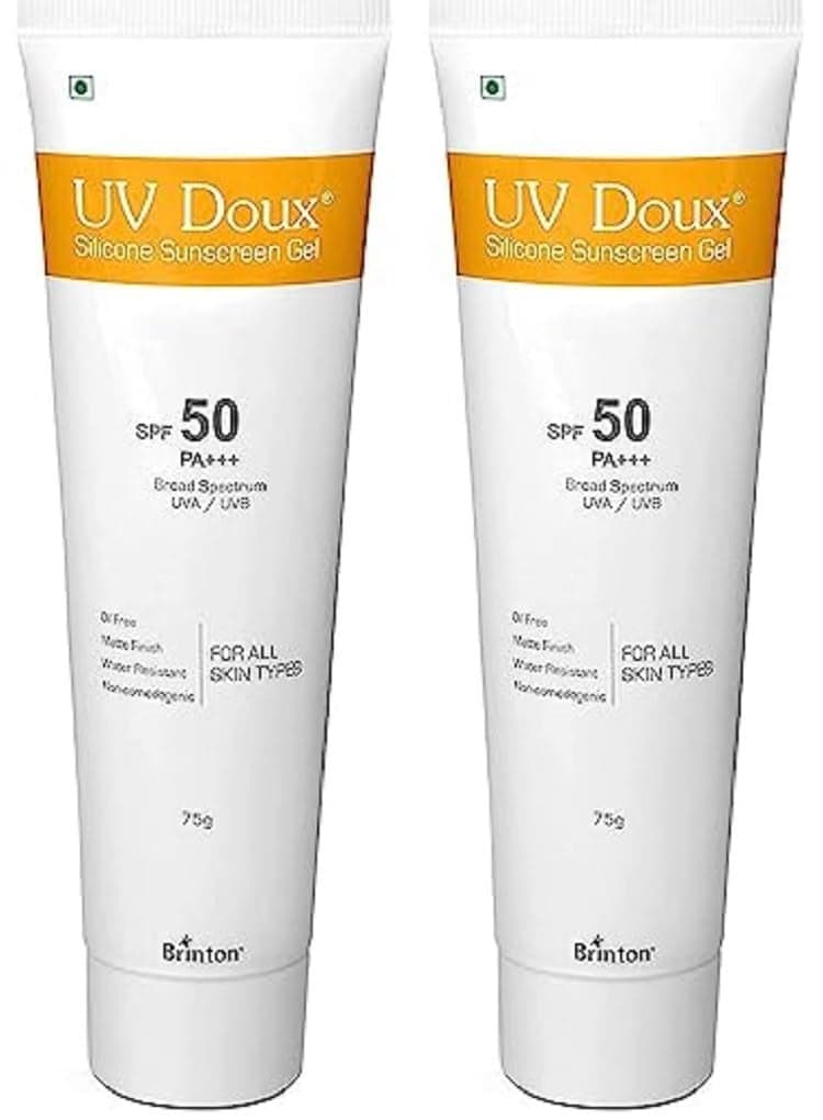 Brinton Healthcare Uvdoux Face Body All Skin Type Sunscreen Gel With Spf 50 Pa In Matte Finish And Oil Free Formula Water Resistant Sunscreen Protection Against UvaUvb Ray 75 Gm X Pack Of 2