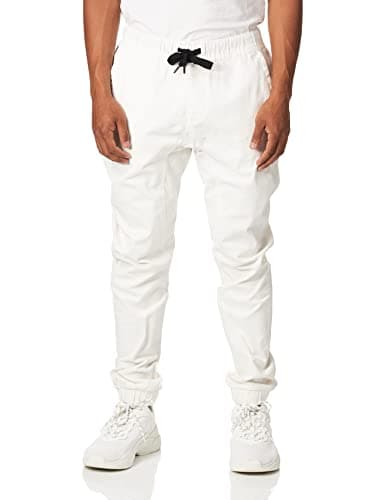 WT02 Men's Twill Jogger Pants, White, X-Large