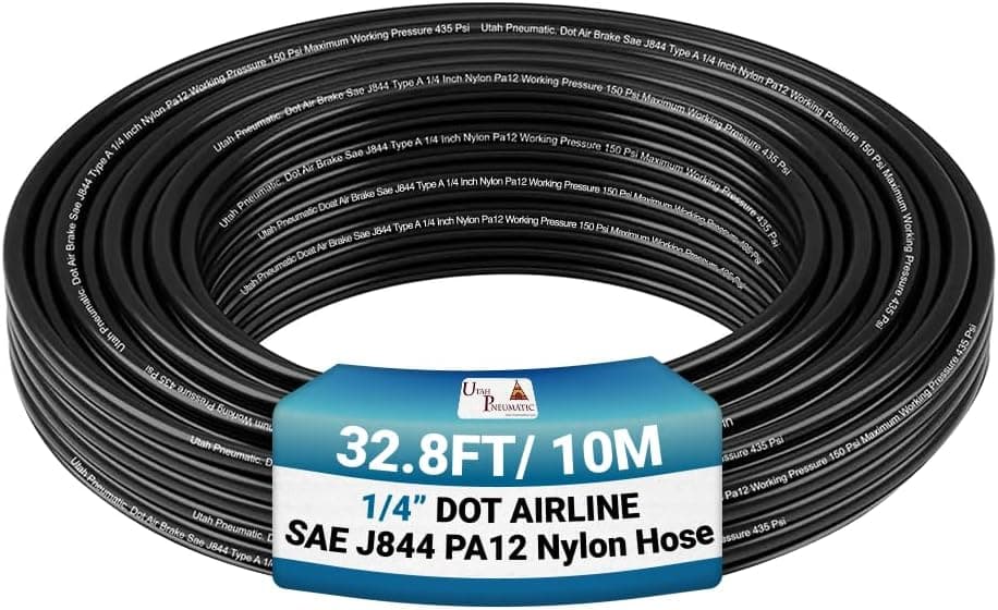 Utah Pneumatic 1/4" DOT Air Line Nylon Hose - 32.8 Feet (10 Meters) SAE J844