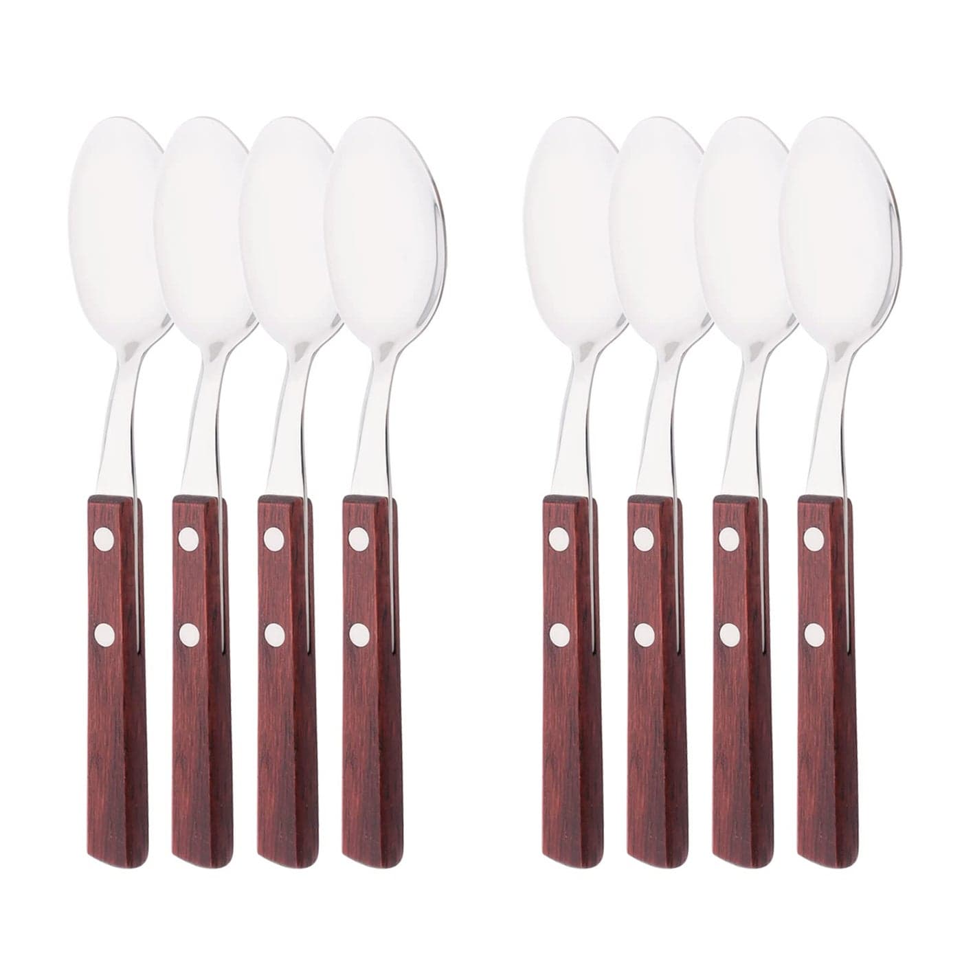 Uniturcky 8 PCS Dinner Spoon Set 304 Stainless Steel Table Spoons with Red Wooden Square Handles 79 Long