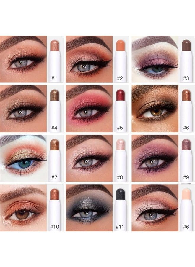 Cream Eye-Shadow Stick, Waterproof Cream Eyeshadow Pen Rotatable Creamy Eye Shadow Pencil Crayon, Matte and Shimmer Eyeshadow Makeup Stick with Sponge Smudger (01# Champagne Shimmer)