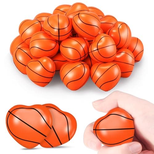 Poen 36 Pcs Valentines Day Sports Stress Balls Gifts Heart Shaped Sports Squeeze Foam Balls Stress Relief Toys Party Favors for Teens Adults Student School Prizes Gift Bag FillersBasketball