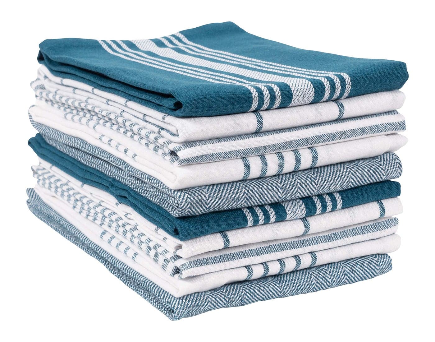 KAF Home Soho Kitchen Dish Towel Set of 10 18 x 28 Inch Tea Towels Soft and Absorbent Mixed Set of Flat Towels Teal