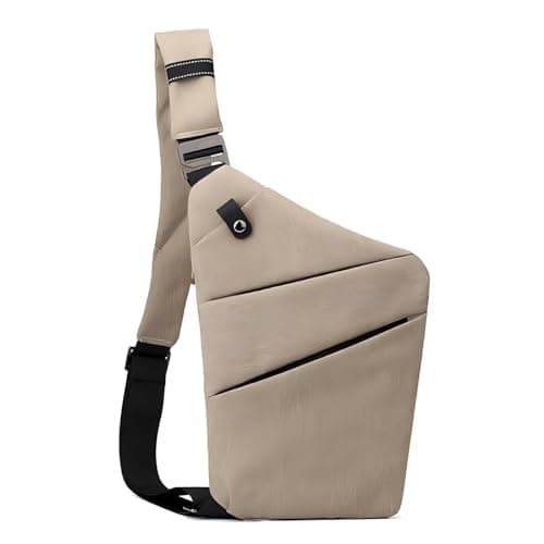 Anti Theft Travel Bag One Shoulder Large Capacity Crossbody Bag Chest Fashion Lightweight Sling Bags for Travel Sports Left Shoulder Khaki