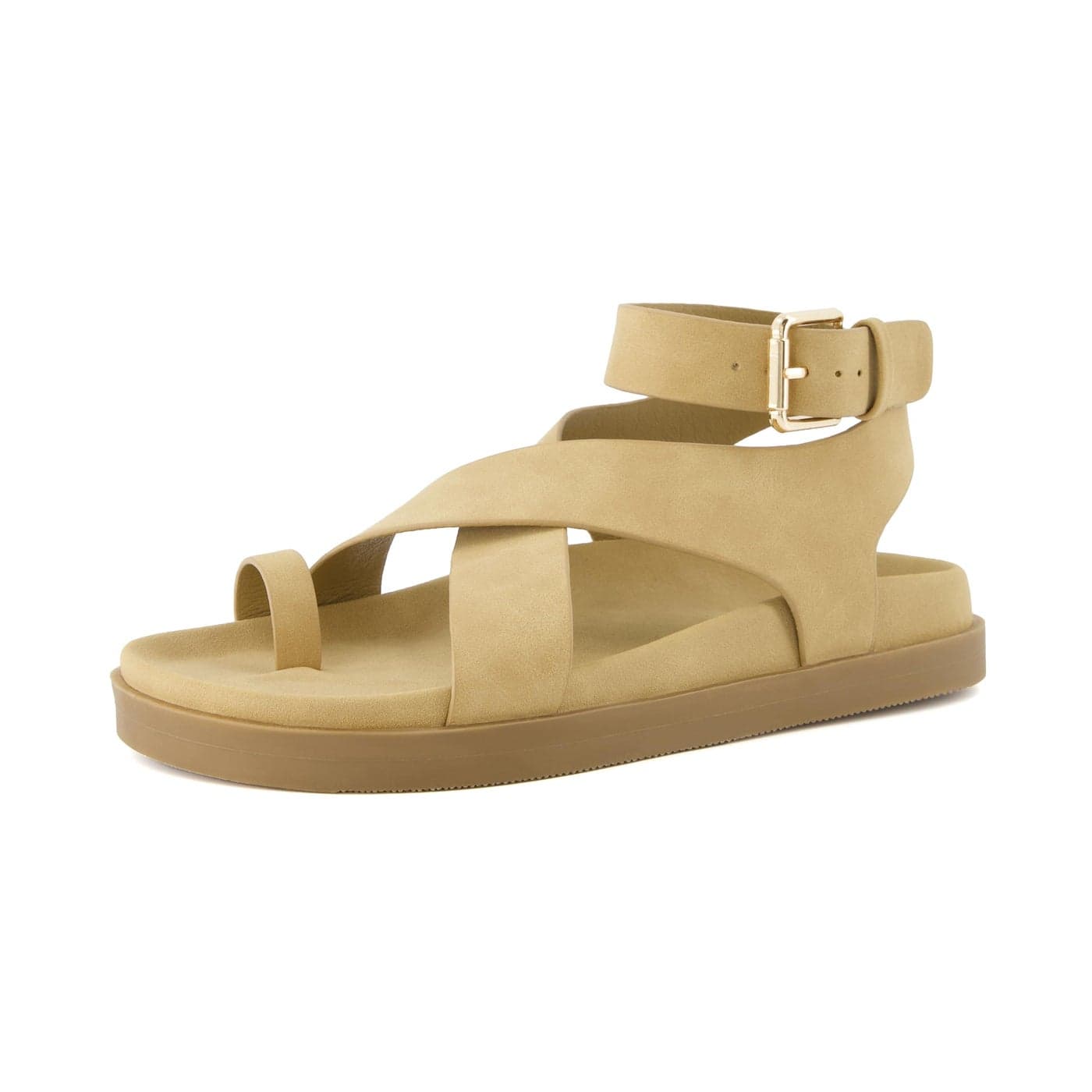 CUSHIONAIRE Entry Womens Ankle Wrap Molded Footbed Sandal with Adjustable Strap NonSlip Outsole Womens Platform Sandals Comfortable Summer Shoes Wide Widths Available CAMEL 9