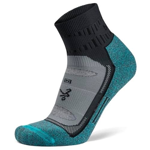 Balega Blister Resist Performance Quarter Athletic Running Socks for Men and Women (1 Pair), Grey/Blue, Small