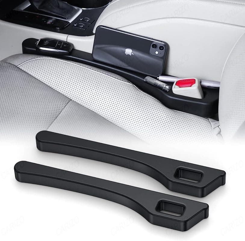 CARIZO Car Seat Side Gap Filler Black, Car Seat Gap Plug Strip Filler Prevent Things from Dropping (Pack of 2) Compatible with Toyota Urban Cruiser Hyryder (2022-2023)