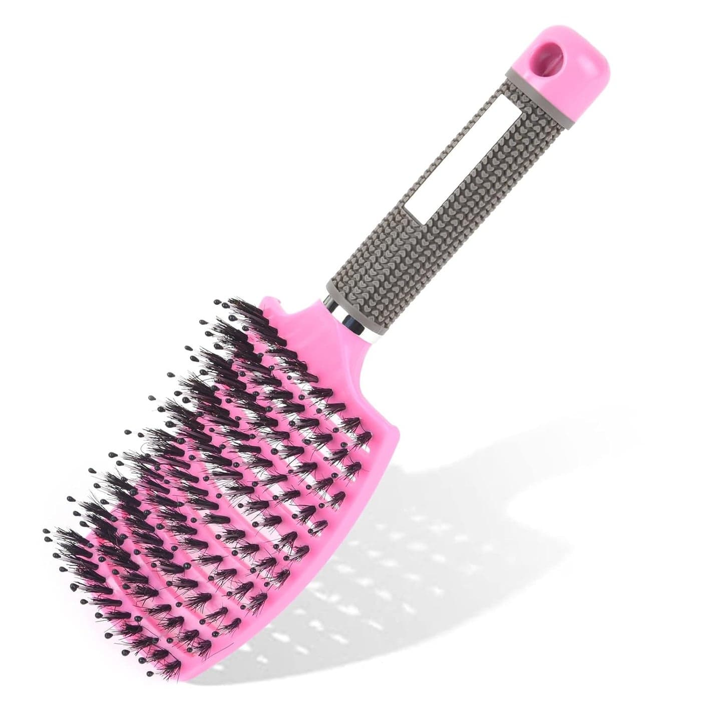 URAQT Hair Brush Wide Curved Vented Brush for Women Men Paddle Vent Detangling Brush with Boar Bristle for Tangles and Knots Fast Drying Styling Massage Hairbrush Suitable for All Hair Types